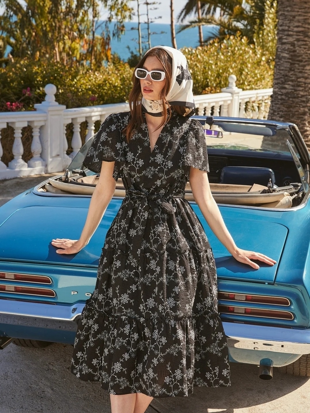 Sugarlips Black Floral Tiered Maxi Dress with Self Tie - Picture 2 of 4